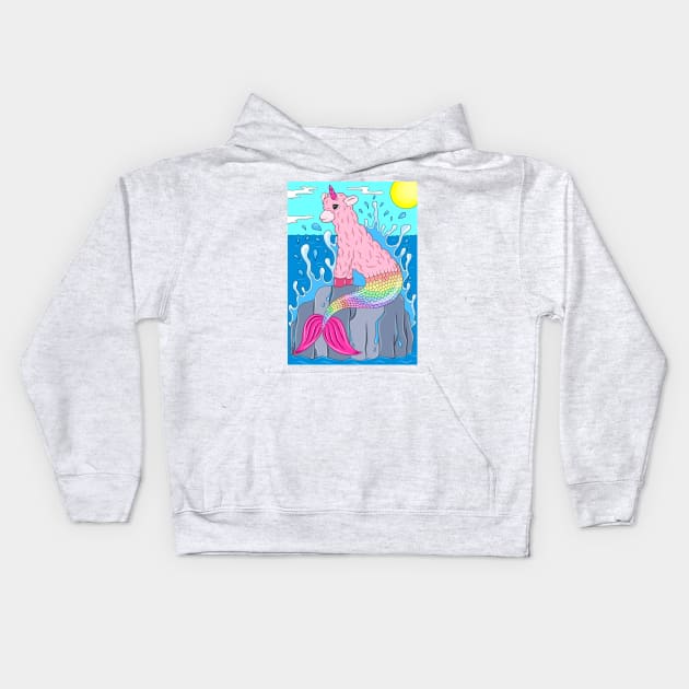 Llamacorn mermaid Kids Hoodie by MelanieJeyakkumar